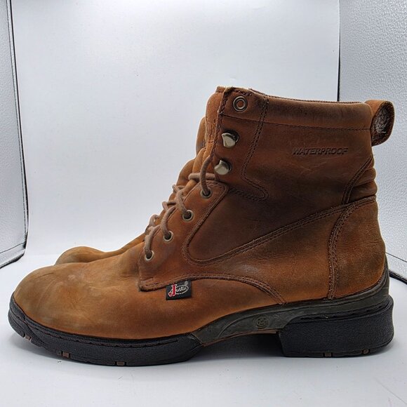 Justin Mens Size 9 D Brown Work Boots Waterproof Outdoors Casual Walking - Picture 13 of 13